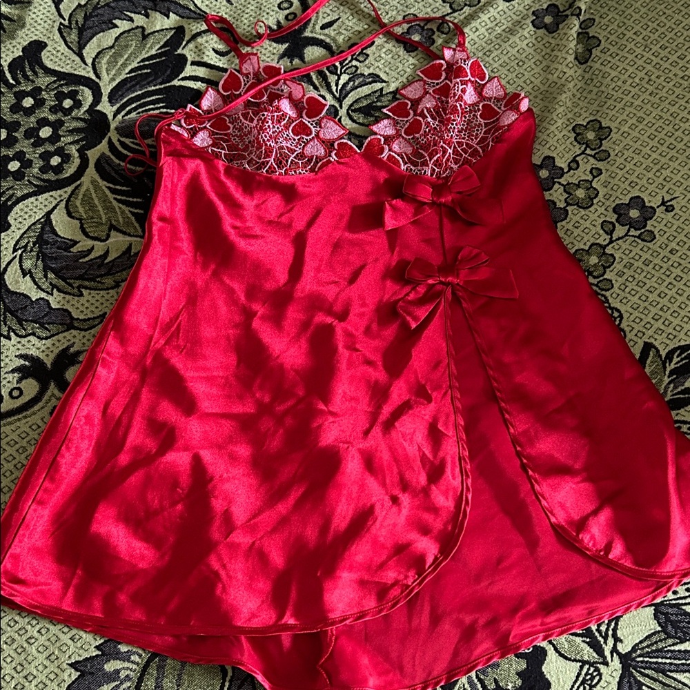 Frederick's of Hollywood Scarlet Satin Chemise